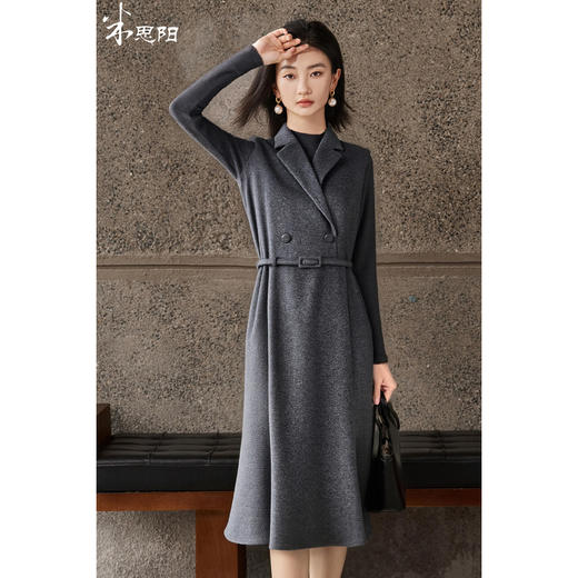 羊毛羊绒背心连衣裙 手感软糯 上身锁温 优雅通勤极简 米思阳2025冬季新款无袖西装领鱼尾背心裙5161 商品图5