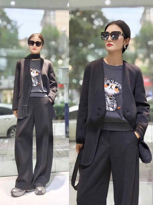 58N530新款围巾V领羊绒大衣外套 商品图1