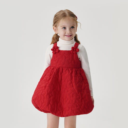 马克珍妮女童立体花朵绗棉花苞吊带裙秋冬新款551595 商品图2