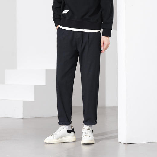 【绵羊毛系列】罗蒙秋冬男士休闲裤撞色袋布时尚立体剪裁舒适百搭长裤子 商品图1