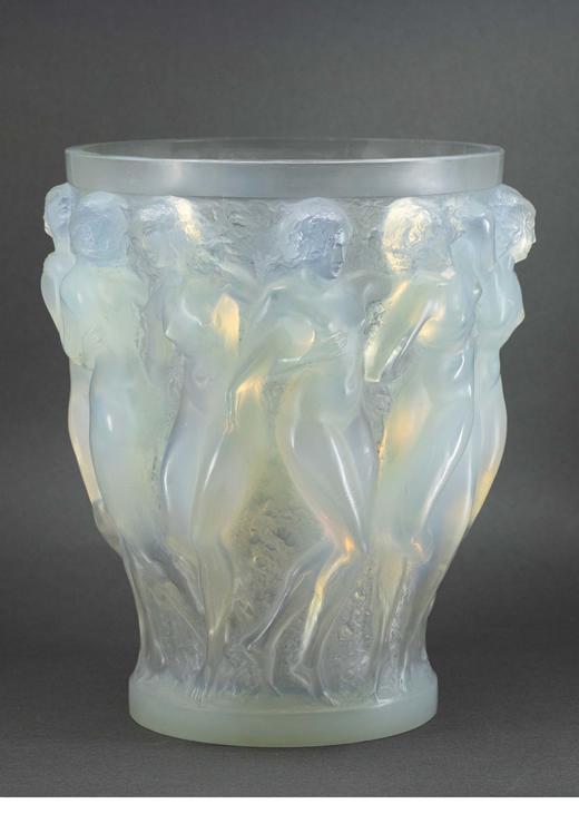 独角鹿西洋古董 1927年法国水晶工坊莱俪LALIQUE设计出品「Bacchantes 酒神祭司」主题欧泊水晶花瓶 商品图1