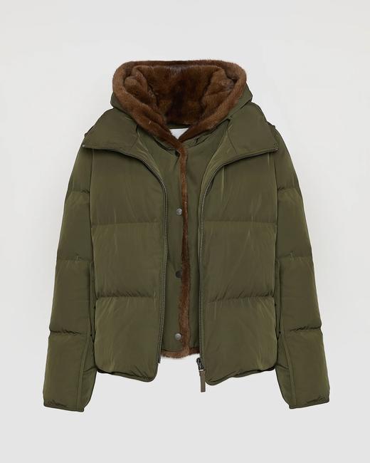 Yves Salomon - DOWN JACKET TECHNICAL FABRIC/MINK - ARMY GREEN/LUNA - 女装 - 羽绒服 - 军绿色 商品图2