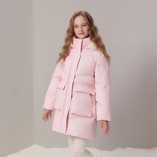 笛莎Deesha 童装女童羽绒服2025冬新款甜美毛领中长款羽绒服 商品图0