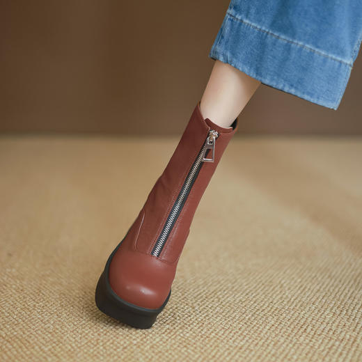 【预售5天】厚底增高马丁靴，英伦风真皮高跟时装靴ZMXY&ZM5189-1 商品图2