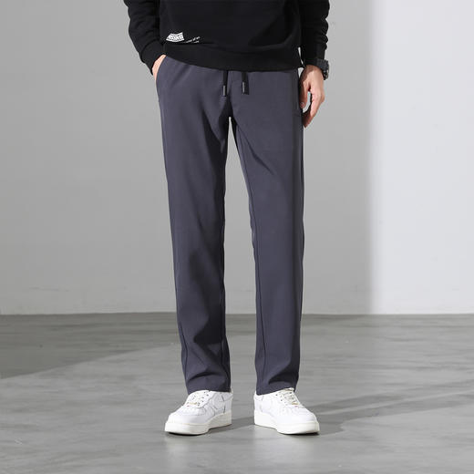 罗蒙秋冬男士休闲裤弹力双层纱复合梭织松紧裤显瘦通勤百搭日常长裤子 商品图1