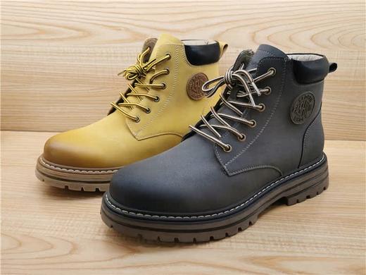 豪行冬季新款正品真皮马丁靴休闲舒适高帮系带男单靴12451070 商品图1