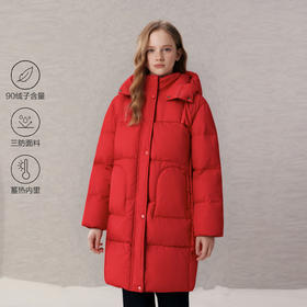 笛莎Deesha 童装女童羽绒服2025冬新款温暖连帽长款羽绒服