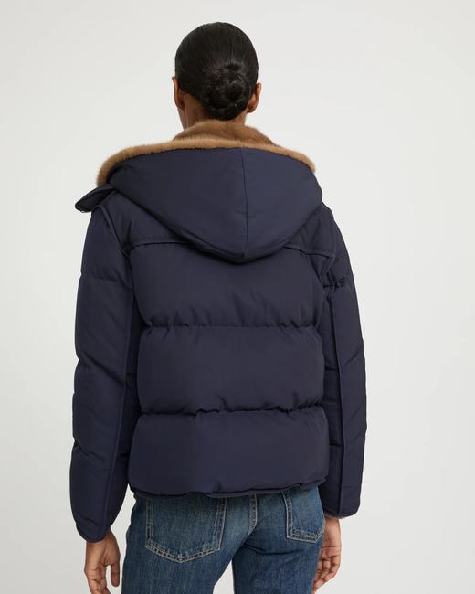 Yves Salomon - DOWN JACKET TECHNICAL FABRIC/MINK - NAVY/PASTEL - 女装 - 羽绒服 - 深蓝色 商品图7