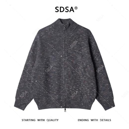 257108SDSA男士秋冬新款痞帅男装潮牌撞色立领拉链针织衫百搭开衫毛衣 商品图1