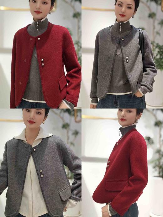 585818时尚款银扣包边短大衣外套 商品图1