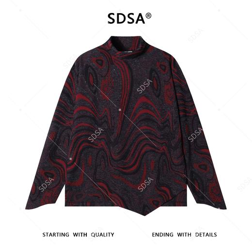 T4921SDSA男士秋冬新款痞帅男装扎染水波纹半高领长袖T恤百搭套头上衣 商品图1