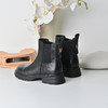 经典鲨2025冬季专柜新款牛皮革百搭黑色圆头一脚蹬潮酷短筒靴KG25-558201 商品缩略图1