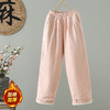 GYH 3802直筒休闲裤夹棉加厚保暖显瘦外穿棉裤纯色阔腿裤 商品缩略图1
