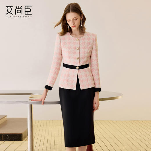 艾尚臣千鸟格小香风外套女2025新款秋高级感气质名媛西装上衣法式 商品图0
