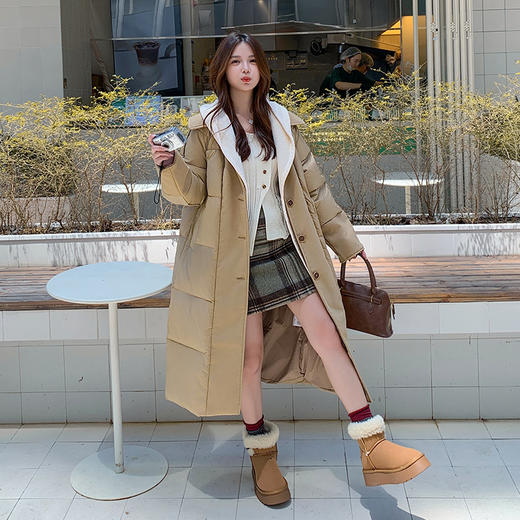 奢姿大码女装2025冬季胖妹妹时尚连帽长款羽绒服气质保暖显瘦外套7354300243 商品图4