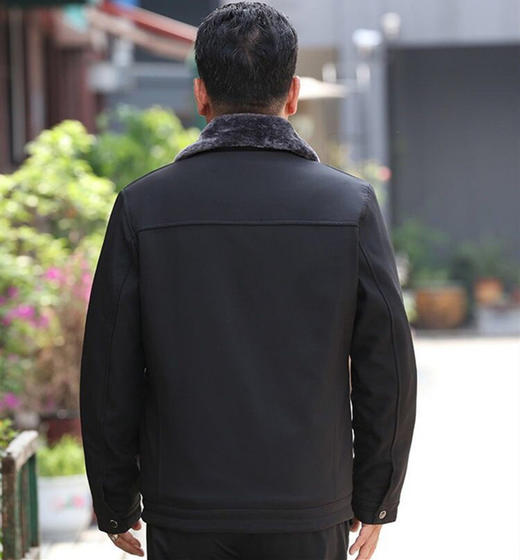 秋冬男士夹克外套男冬天爸爸装中老年男装外贸棉服男布毛一体加绒休闲棉衣服 商品图3