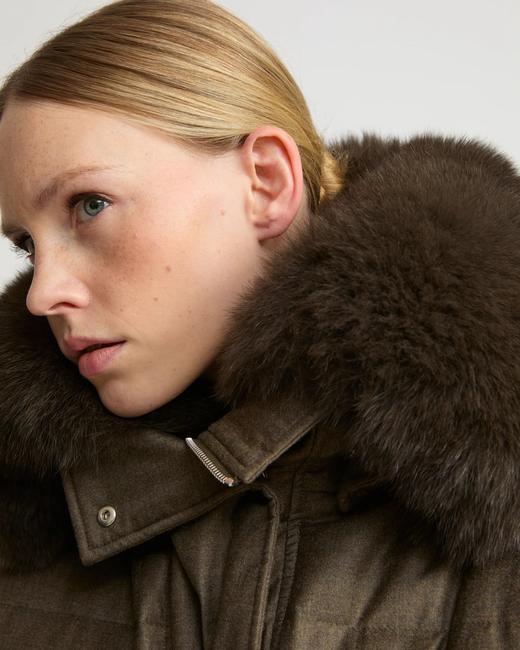 Yves Salomon - VEST MADE WITH LORO PIANA FLANNEL FABRIC/FOX - EARTH - 女装 - 背心 - 咖褐色 商品图5