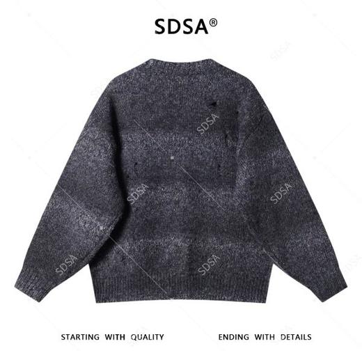 8818SDSA男士秋冬新款痞帅男装简约渐变条纹勾破圆领毛衣休闲百搭上衣 商品图5