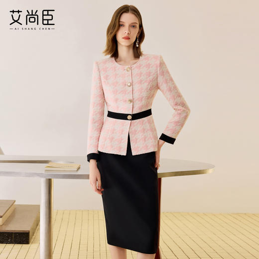 艾尚臣千鸟格小香风外套女2025新款秋高级感气质名媛西装上衣法式 商品图1