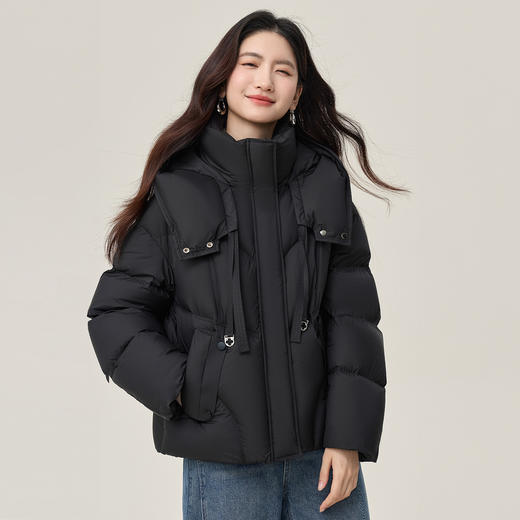 【10/29新品】熙世界高智风雪域保暖面包羽绒服女冬季超好看白鸭绒连帽短款外套 商品图4