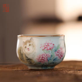 问鼎绪文汝窑萧鼓杯（猫趣）