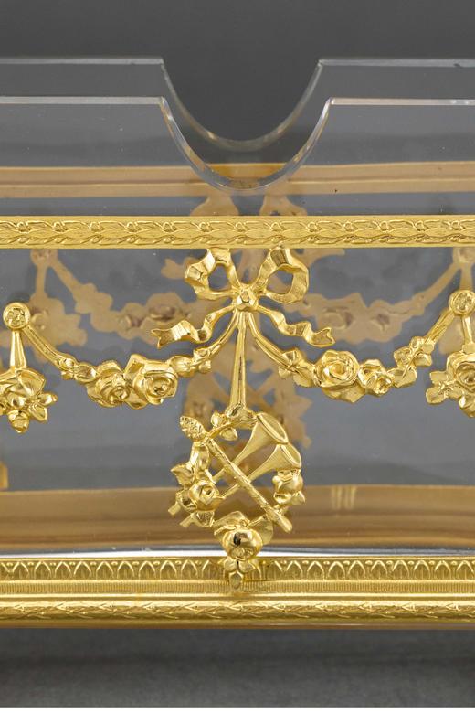 独角鹿西洋古董 路易十六风格天使奏乐主题铜鎏金精雕装饰水晶信架 商品图3