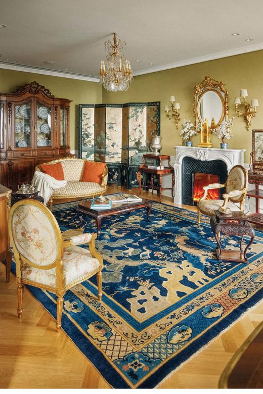 独角鹿西洋古董 1890年代中国晚清时期出品「百鸟朝凤」主题大型羊毛地毯 商品图0