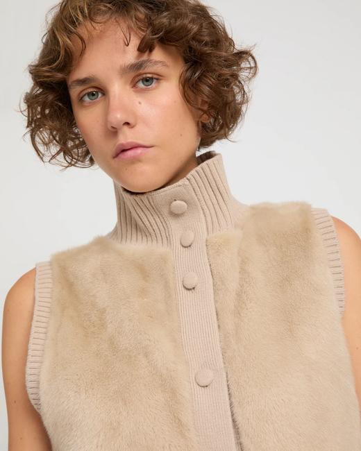 Yves Salomon - VEST MERINOS KNITWEAR/MINK - FICELLE - 女装 - 背心 - 淡灰褐色 商品图4