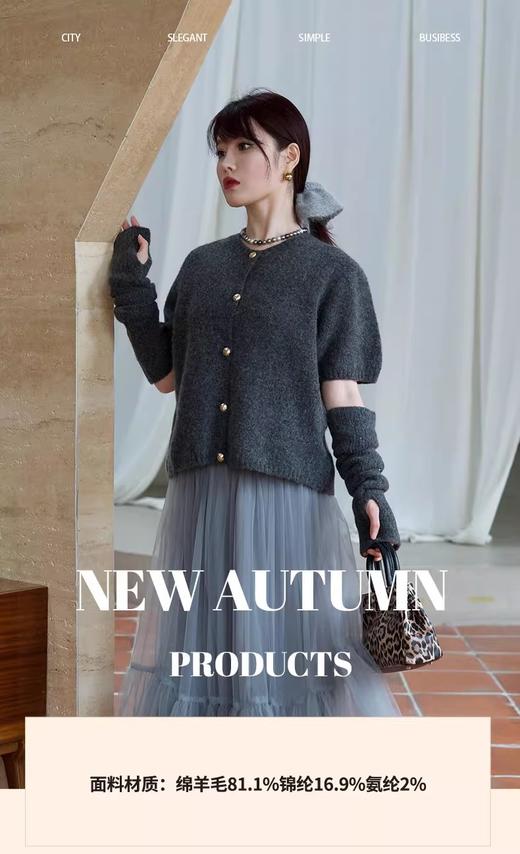 【门店同款】ENJOY秋季时光回廊袖套金属扣开衫 159408964 商品图0