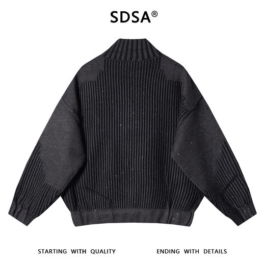 8806SDSA秋冬新款痞帅男装韩版拼接竖纹洒金立领毛衣百搭开衫针织衫 商品图5