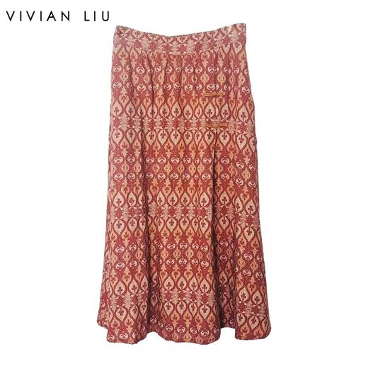VIVIAN LIU薇薇安刘C2544001秋季女装新款中长款中式盘扣半裙 商品图0