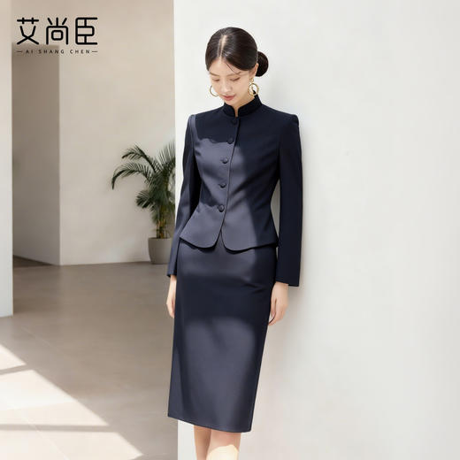 艾尚臣国风时尚套装女2025新款新中式西服外套高级感连衣裙两件套 商品图0