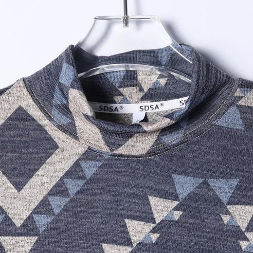 T4927SDSA男士秋冬新款痞帅男装潮牌撞色菱形半高领长袖T恤百搭时尚 商品图2