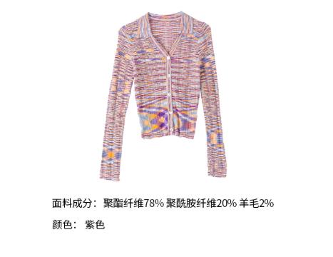 【门店同款】ENJOY春季翻领混色针织短上衣 155944938 商品图4