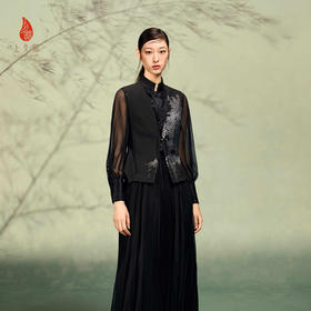 上久楷新中式单面宋锦马甲新款中国风无袖夏五吟梅图 CY1045206026