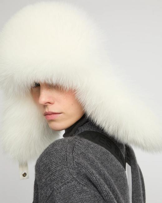 Yves Salomon - CHAPKA SKIWEAR FABRIC/FOX - MONT BLANC - 女装 - 帽子 - 山峰白 商品图4