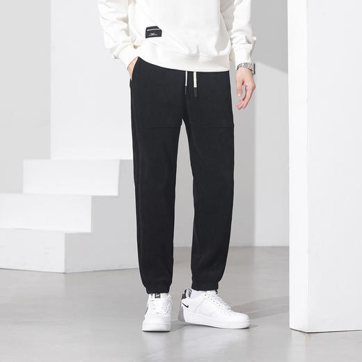 罗蒙秋冬休闲裤男士束脚裤阔腿版型六维弹力裤拼接款时尚百搭长裤 商品图4