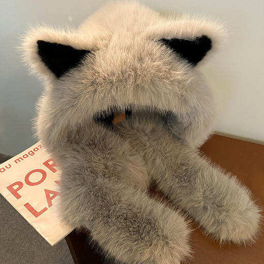 【敲萌敲可爱❗️狐狸耳朵帽】属于秋冬的可爱穿搭，帽子围巾一体，软糯亲肤，加绒加厚，女2025年秋冬季保暖显脸小毛绒帽QQ 商品图6