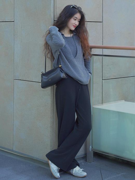 松弛高级 假两件羊毛混纺毛衫FCF3WST120 商品图9