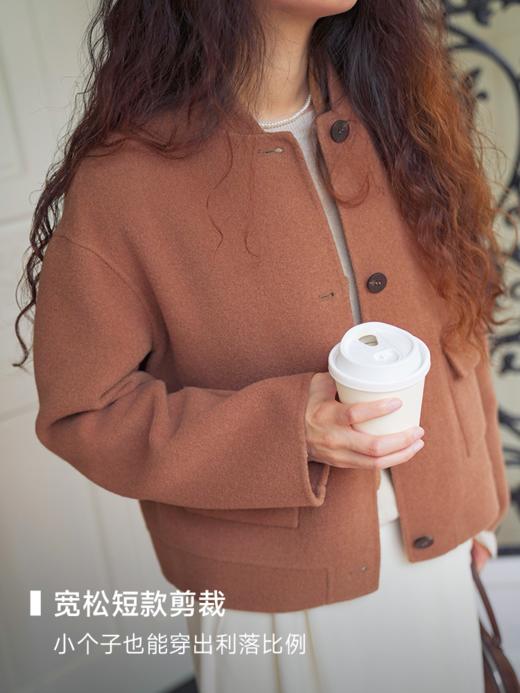 空气绒感 天然90支高支绵羊毛 双面呢短外套FCF3OVC122 商品图1