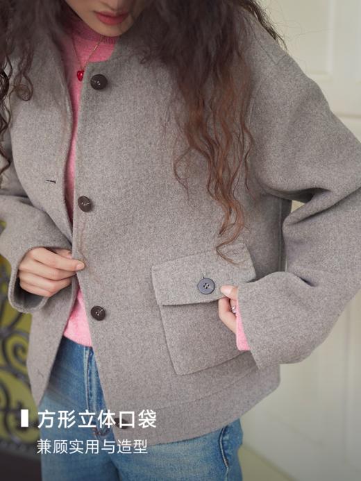 空气绒感 天然90支高支绵羊毛 双面呢短外套FCF3OVC122 商品图4