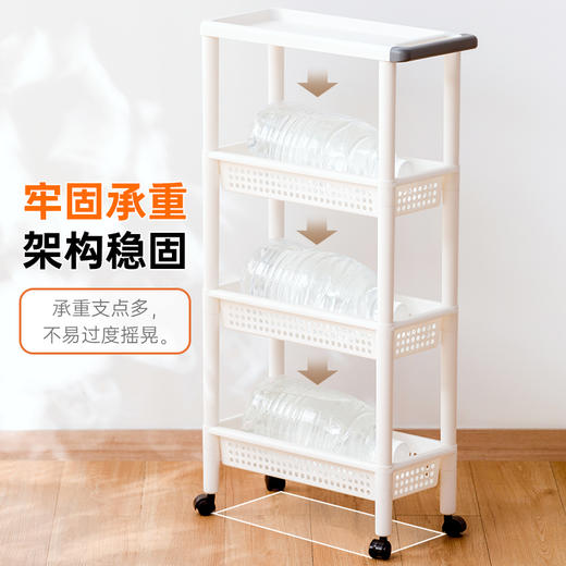 【茶花】可移动夹缝小推车置物架 商品图4