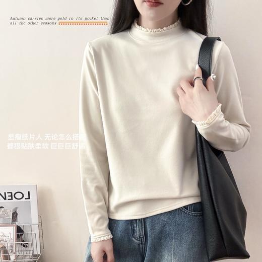 【超值两件装】卷卷紫花边长袖暖暖衣 双面磨毛柔软亲肤保暖 领口袖口花边设计时髦精致 宽松弹力版型 时尚百搭慵懒又高级 商品图6