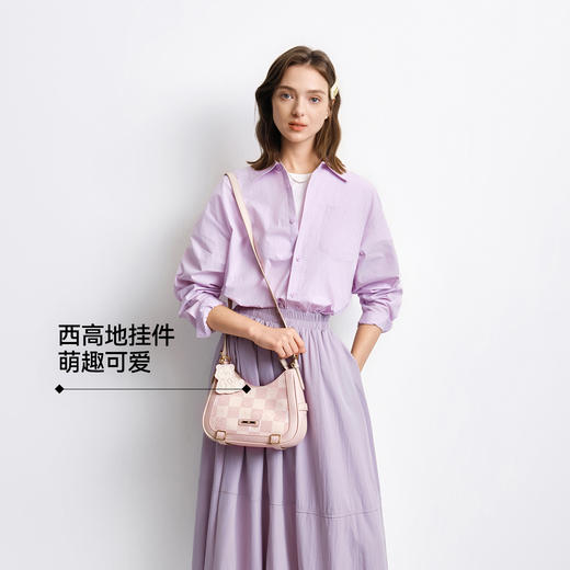 森马包包女腋下包拼接格子复古手提包2025新款单肩斜挎包可爱小狗 商品图2