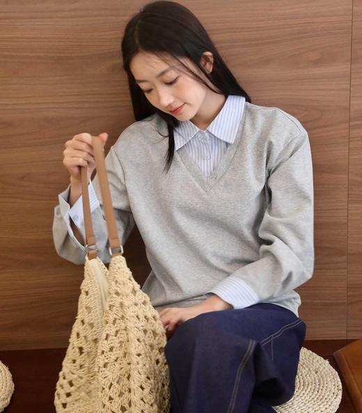 老米优品🎈3-7天！MIU系 《空气层假两件衬衫领卫衣》质感Q弹，自带蓄热力，超好看的设计款~ 商品图0