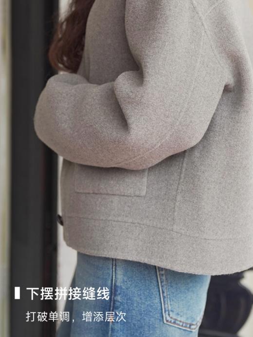 空气绒感 天然90支高支绵羊毛 双面呢短外套FCF3OVC122 商品图5