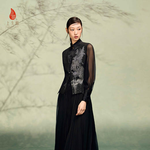 上久楷新中式单面宋锦马甲新款中国风无袖夏五吟梅图 CY1045206026 商品图2