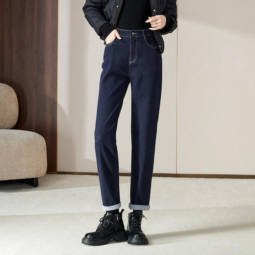 【加绒-老爹牛仔裤】逸阳冬新品不易褪色底磨毛保暖厚牛仔哈伦裤4038 商品图5