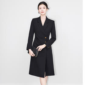 「高货wl」全新升级【铂金会员358/天猫479/差价121】(00802)洛诗琳新款通勤西装连衣裙2025秋冬气质OL风V领连衣裙女