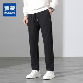 罗蒙秋冬男士休闲裤弹力双层纱复合梭织松紧裤显瘦通勤百搭日常长裤子